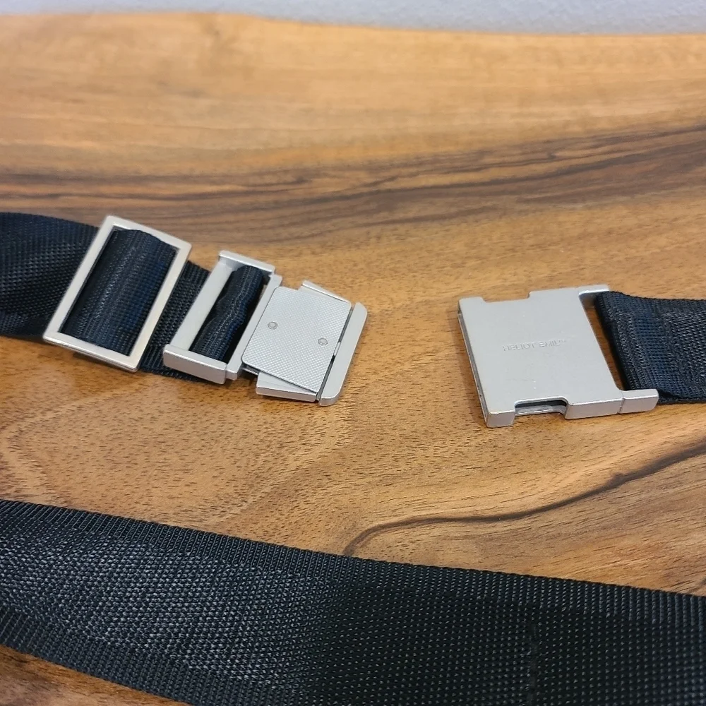 Heliot Emil Black Canvas Logo Belt